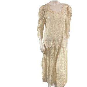 Sakowitz fairy core Cream Lace Dress